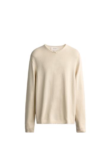 BAVLNĚNÝ SVETR RELAXED FIT S VÝSTŘIHEM DO V - Přírodní od Zara