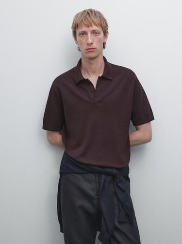 Polo punto cuello pico - Burdeos de Zara