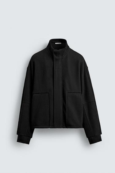 Zara RIBBED BOXY FIT JACKET - Black