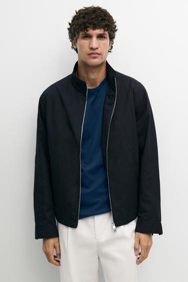 Cotton blend high-neck jacket — Dark navy 2