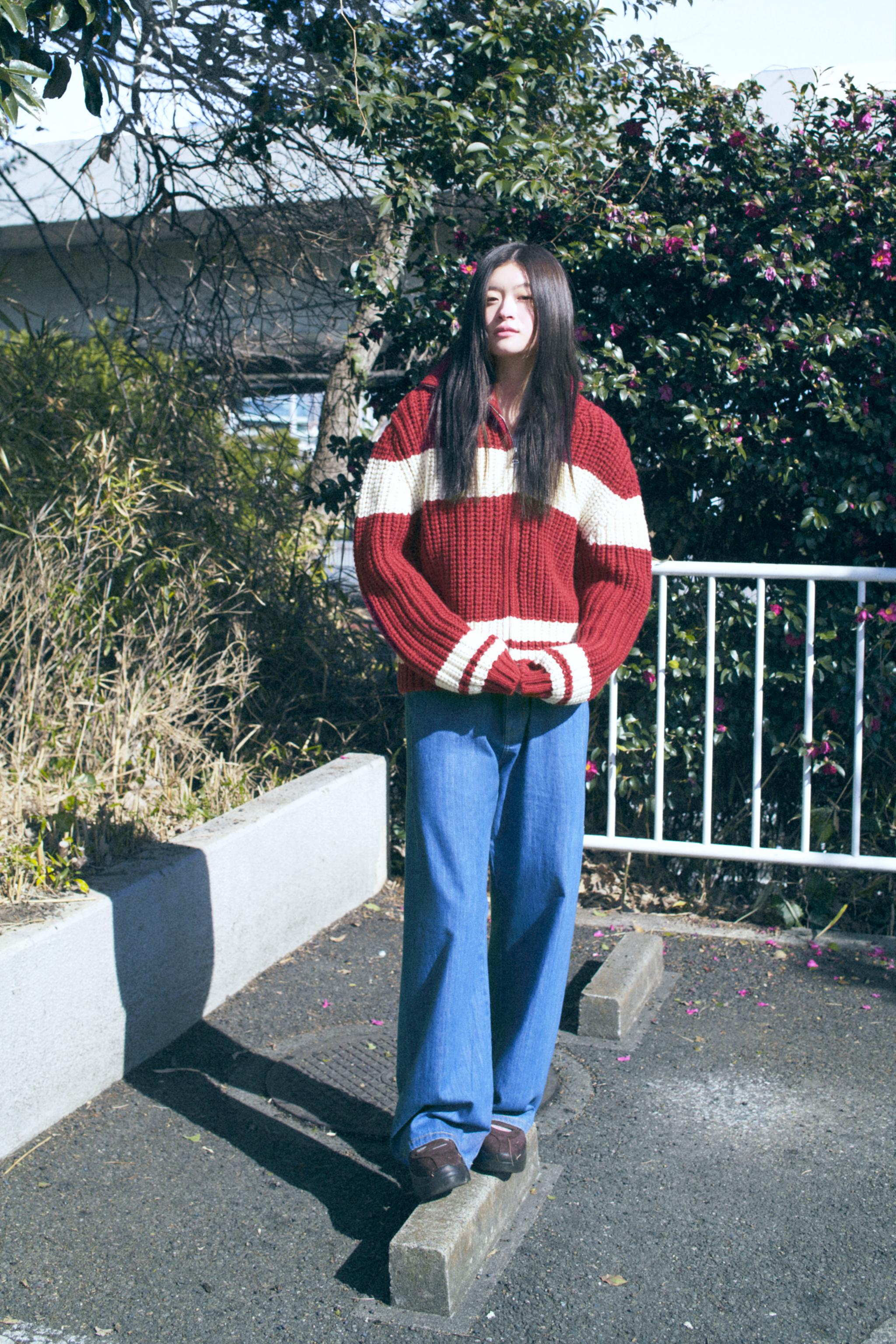 ストライプ ニットカーディガン - エクリュ/ レッド | ZARA ストライプ ニットカーディガン - エクリュ/ レッド | ZARA