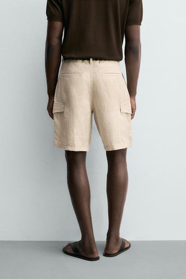SHORT CARGO REGULAR FIT 100% LIN - Beige clair de Zara - Image 2