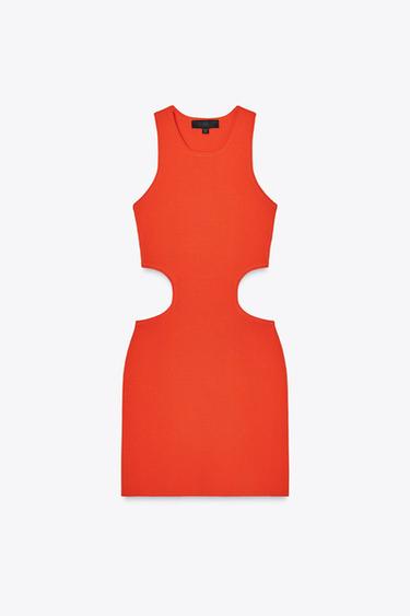 CUT OUT KNIT MINI DRESS - Orange by Zara - Image 0