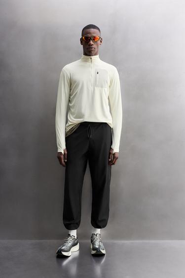 TECHNICAL QUARTER-ZIP T-SHIRT - Oyster-white by Zara