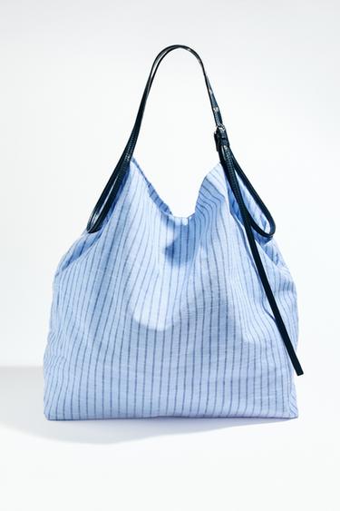 STRIPED FABRIC TOTE BAG - Blue by Zara