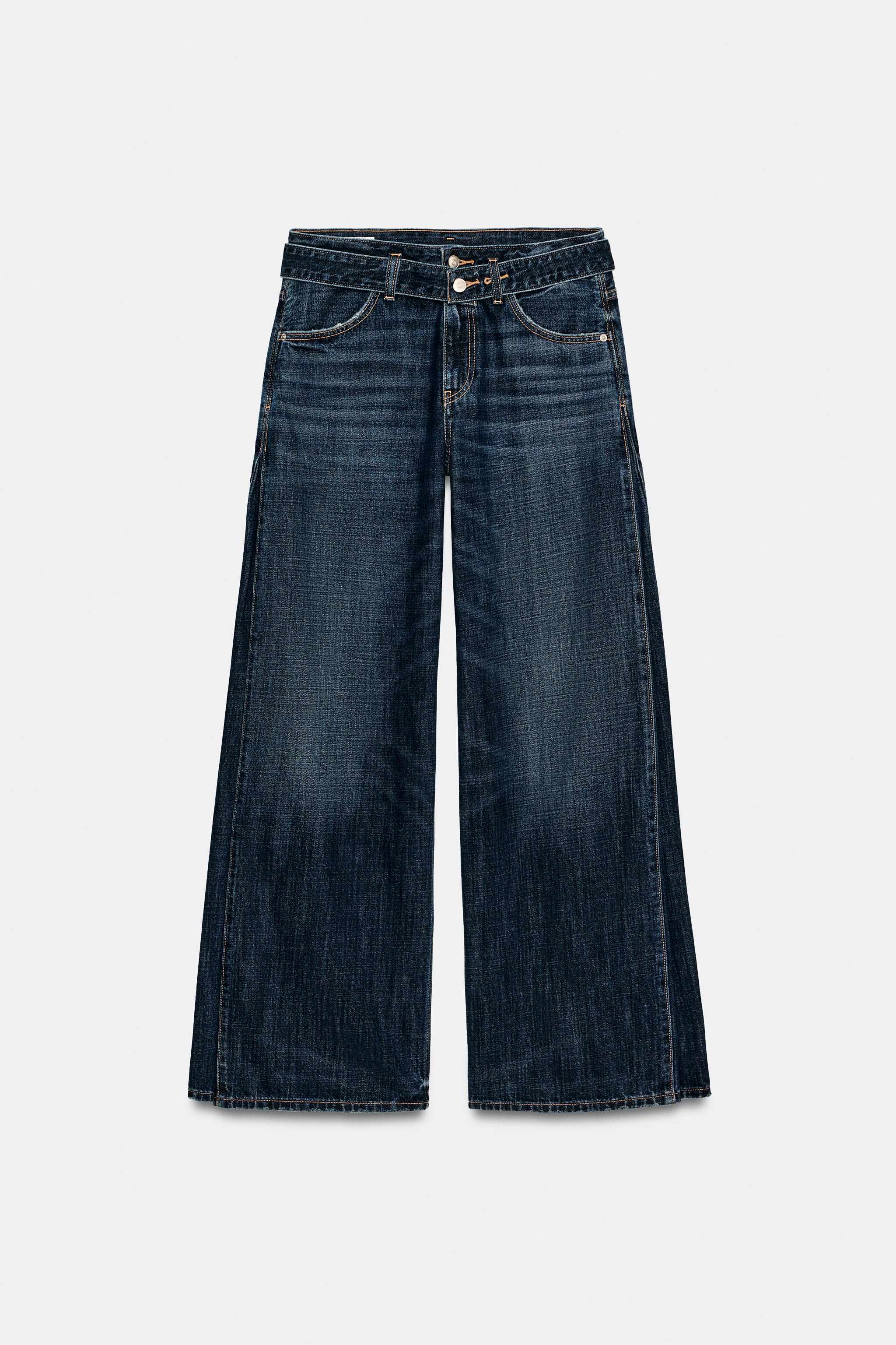TRF MID-RISE PLEATED BELTED JEANS