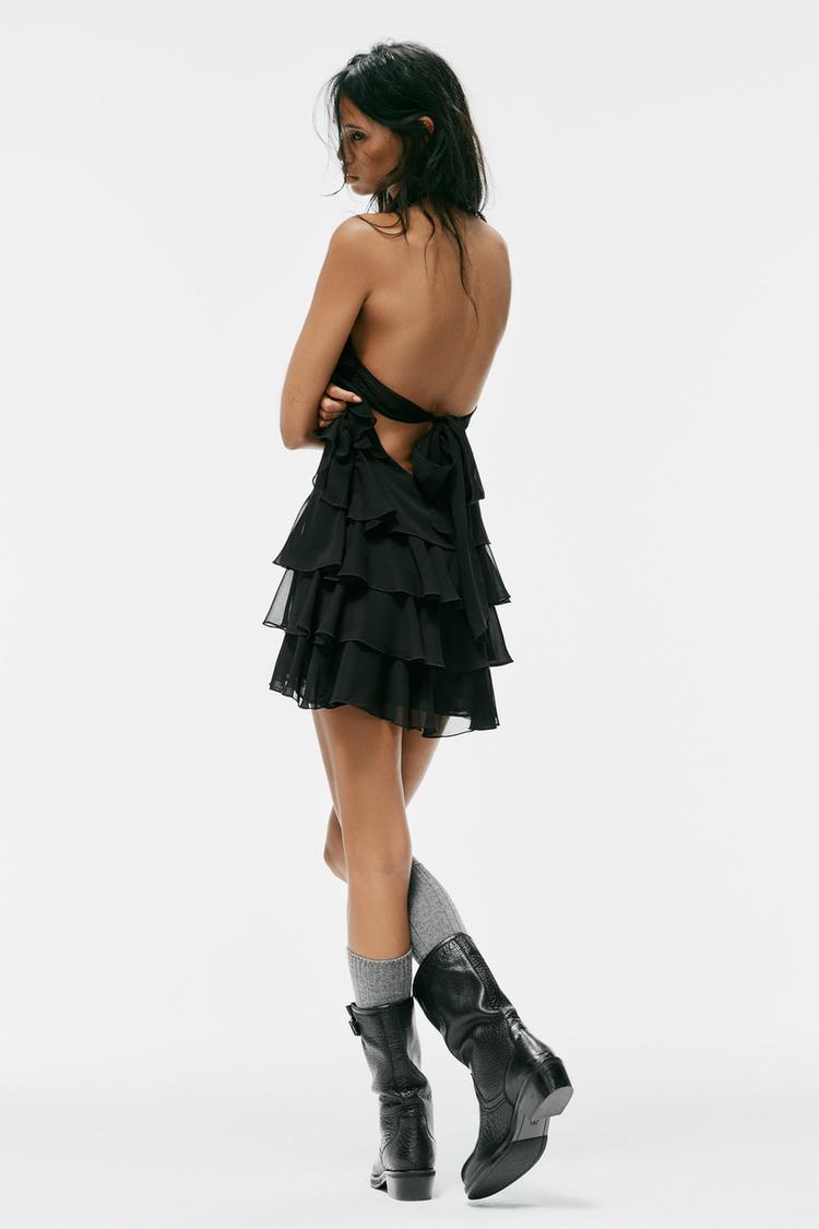 VESTIDO MINI HALTER VOLANTES