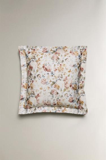 FLORAL SATEEN PILLOWCASE (300 THREAD COUNT) - Oyster-white by Zara - Image 2