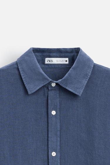 100% LINEN SHIRT - Blue by Zara