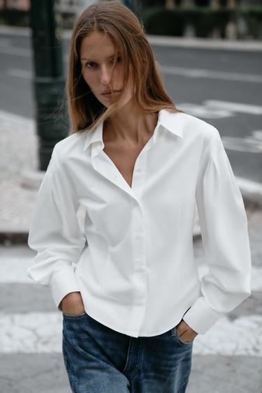PLEATED SLEEVE SHIRT - Oyster-white by Zara