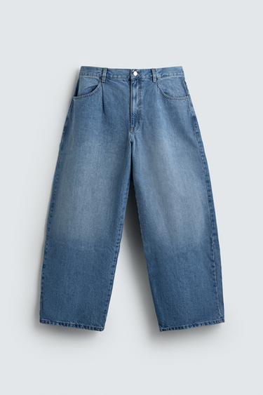 JEANS WIDE FIT PLIEGUES - Azul medio de Zara