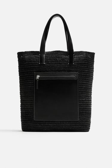 BOLSA TOTE BAG TRANÇADA - Preto da Zara