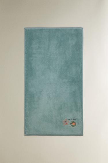 CHILDREN'S VELOUR TOWEL WITH SPACE PATCHES - Green by Zara