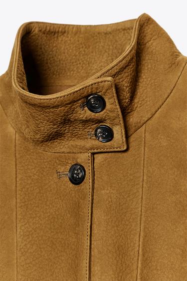 LEATHER BOMBER JACKET ZW COLLECTION LIMITED EDITION - Khaki by Zara - Image 5