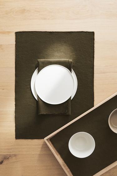 SET DE TABLE LIN DÉLAVÉ - Kaki de Zara - Image 6