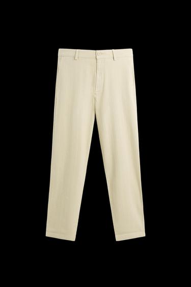 Zara TEXTURED CHINO PANTS - Light khaki - Image 0