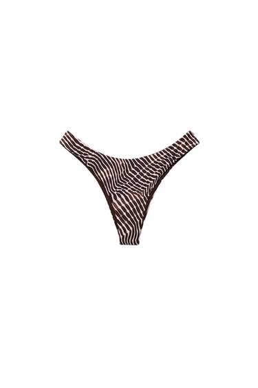 REVERSIBLE PRINT BIKINI BOTTOMS - Brown by Zara