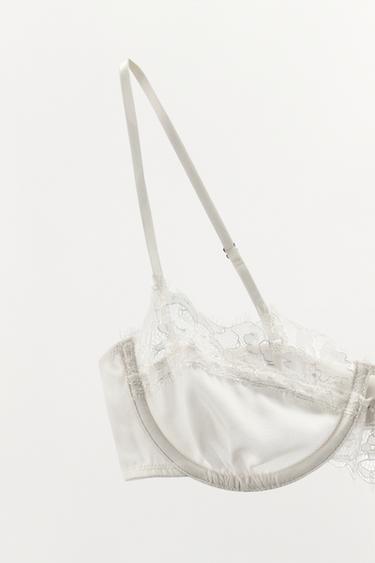 BRALETTE À ARMATURES EN SOIE ET DENTELLE - Écru clair de Zara - Image 11