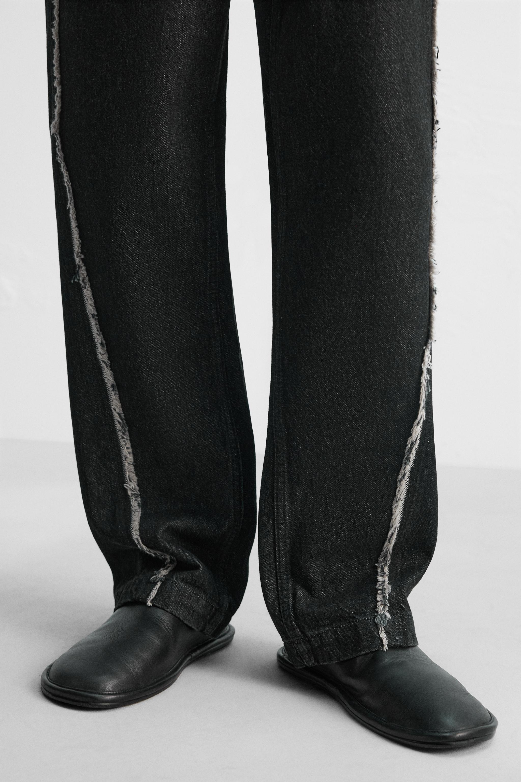 ★ZARA★ RELAXED FIT JEANS WITH FRAYED SEAMS BAGGY FIT JEANS WITH SEAMS - Charcoal | ZARA United States