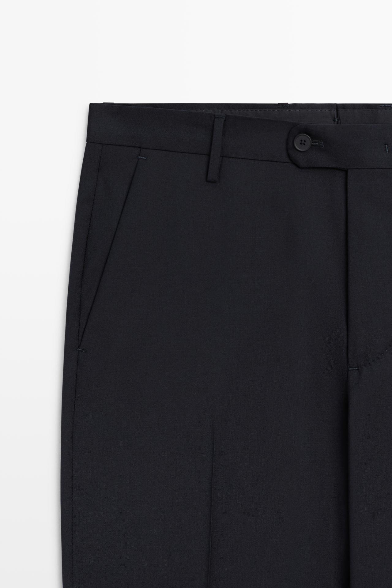 Wool suit pants — Navy blue