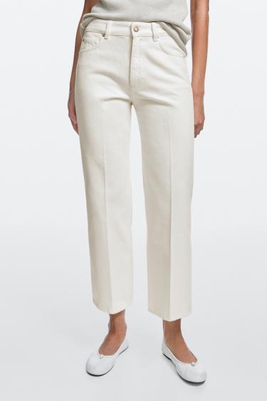 Mid-waist cropped flare fit jeans — Oyster-white 2