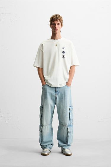 Zara COMBINATION PRINT T-SHIRT - Ecru - Image 0