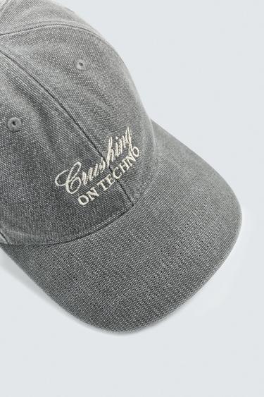 CONTRAST EMBROIDERY CAP - Grey by Zara - Image 2