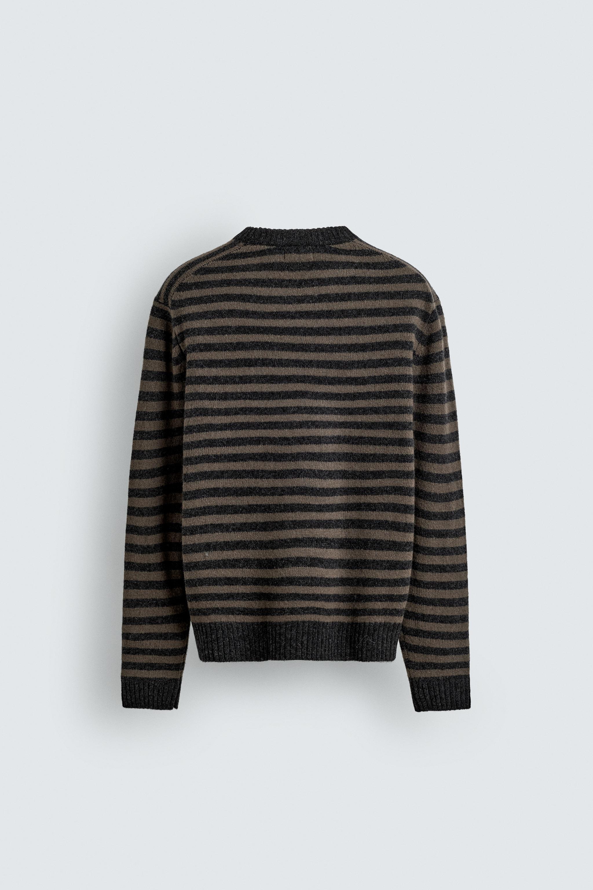 ヤックウール混ストライプセーター - チョコレート | ZARA Japan / 日本