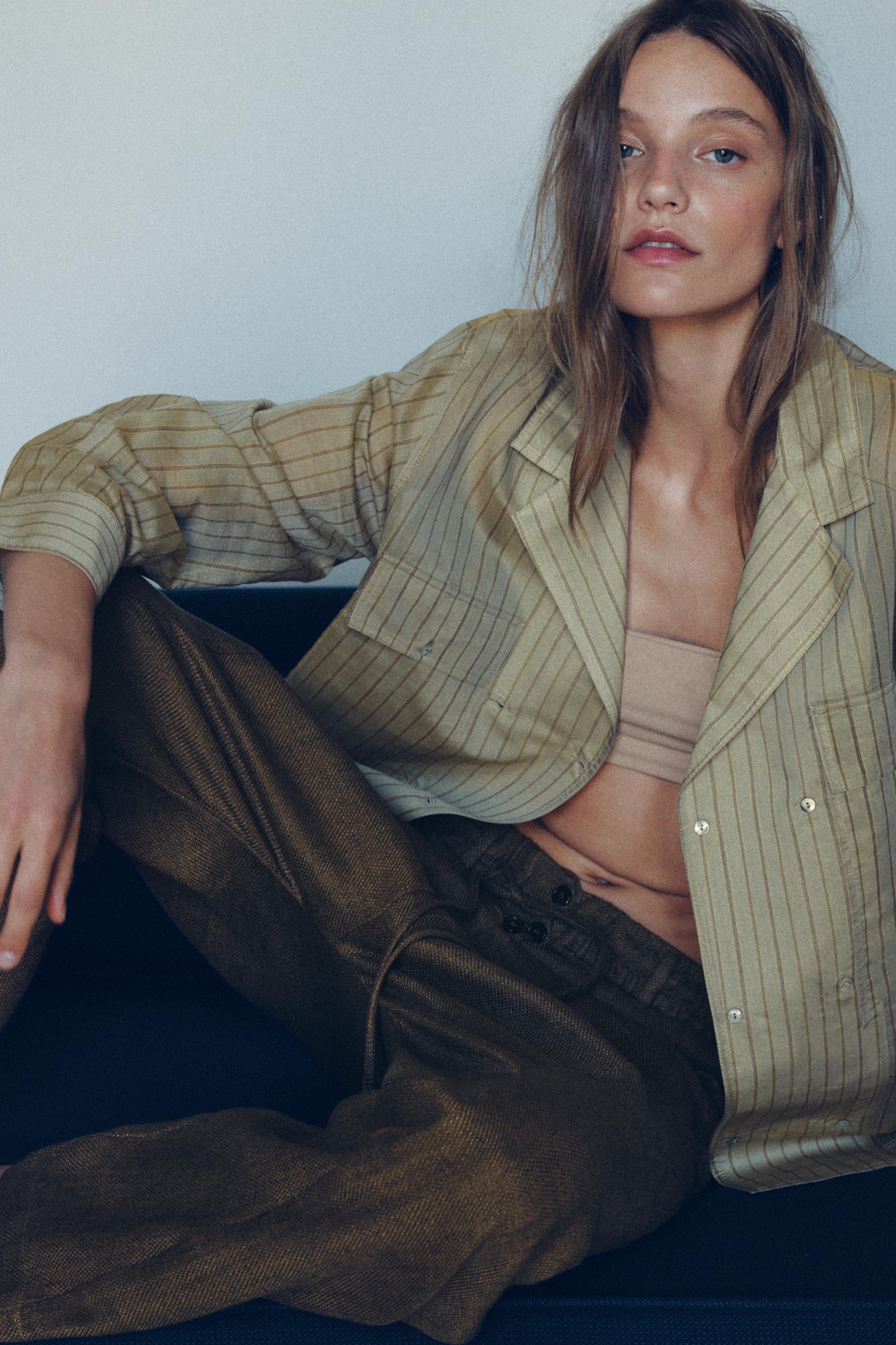 LINEN BLEND BAGGY PANTS