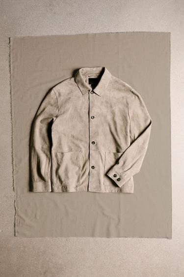 Zara 麂皮皮革外套 - 沙色
