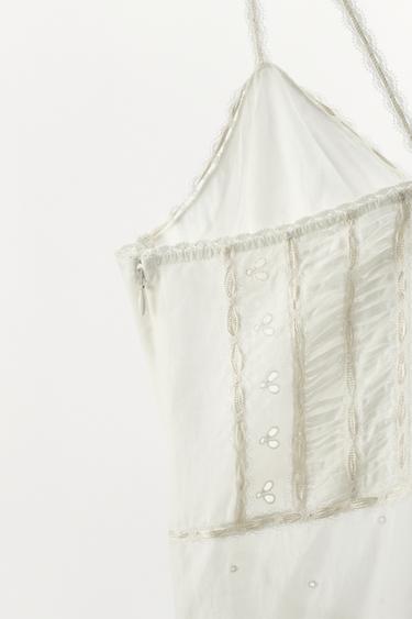 ROBE COURTE À NŒUDS ET VOLANTS - Blanc de Zara - Image 6