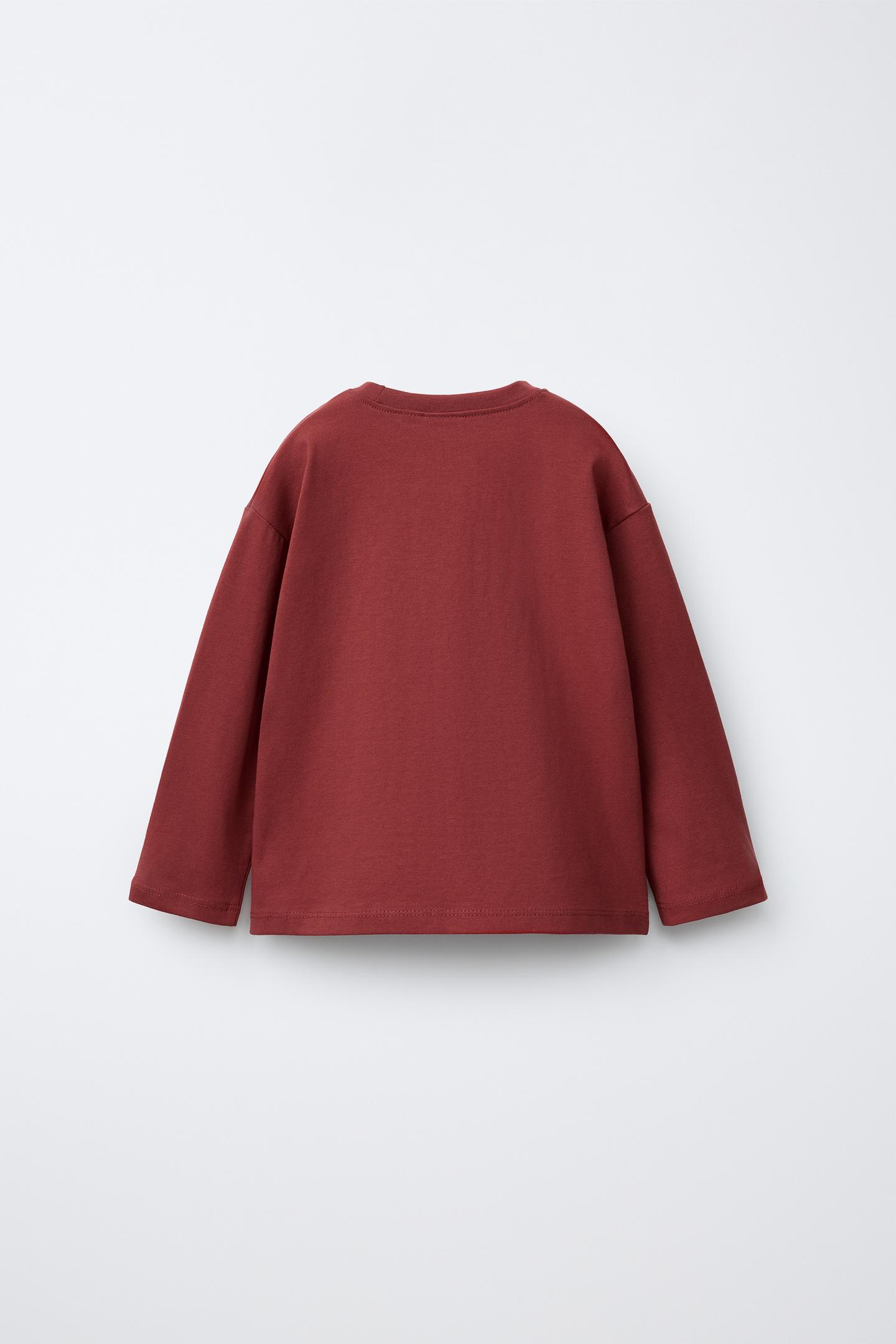 Детская футболка Zara Printed Pocket, цвет: Тёмный розовый — фото 2