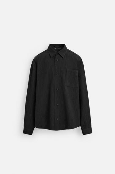 OVERSIZE TEXTURED OVERSHIRT - Black by Zara