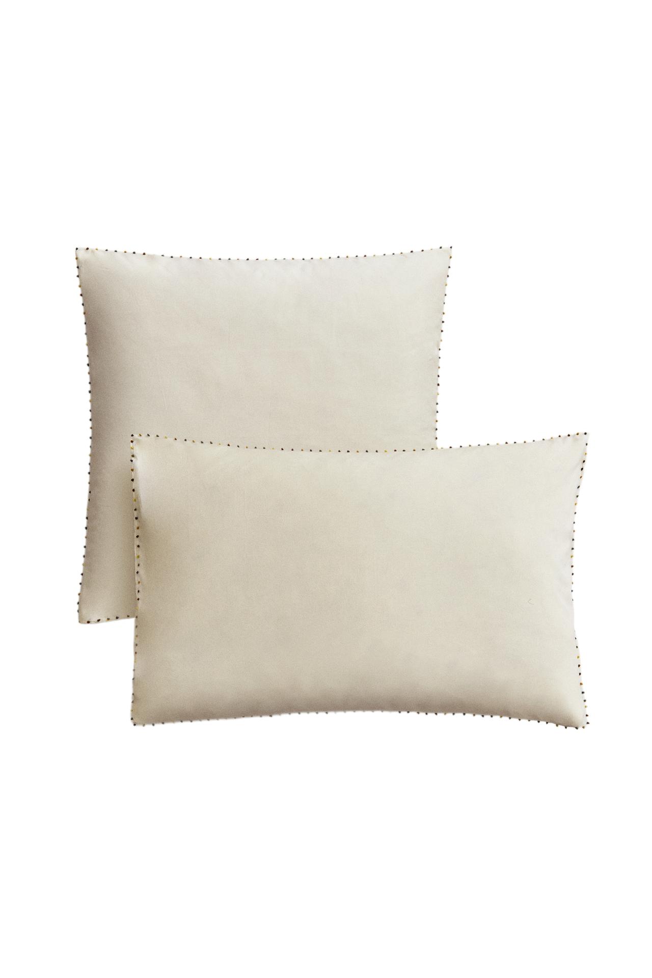 COTTON PERCALE POM-POM PILLOWCASE (300 THREAD COUNT)