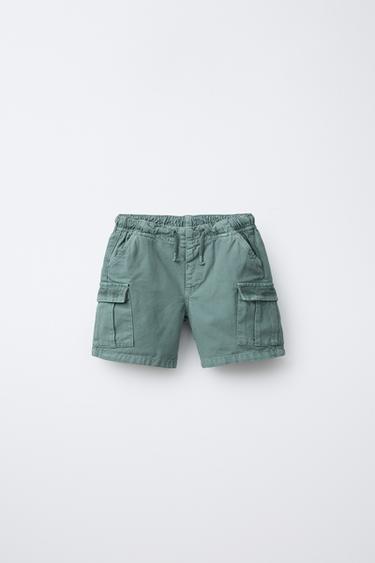 CANVAS CARGO BERMUDA SHORTS - Duck blue by Zara