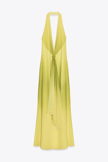 ROBE LONGUE NŒUD IMPRIMÉ - Verts de Zara - Image 6