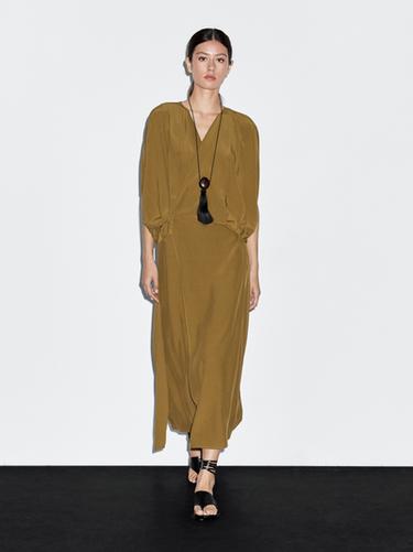 Zara Wrap dress with buckle - Olive green