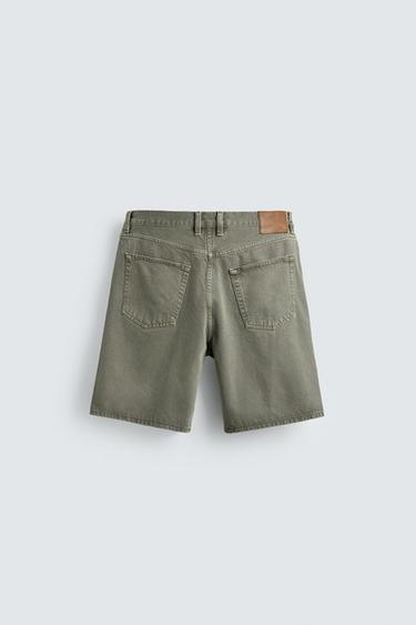 BERMUDA EN JEAN COUPE DROITE - Vert gris de Zara - Image 7