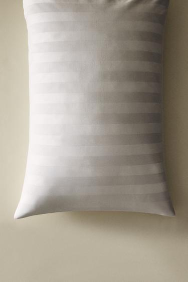 STRIPED SATEEN PILLOWCASE (500 THREAD COUNT) - White by Zara - Image 5