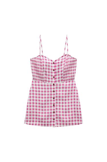 GINGHAM LINEN BLEND PLAYSUIT
