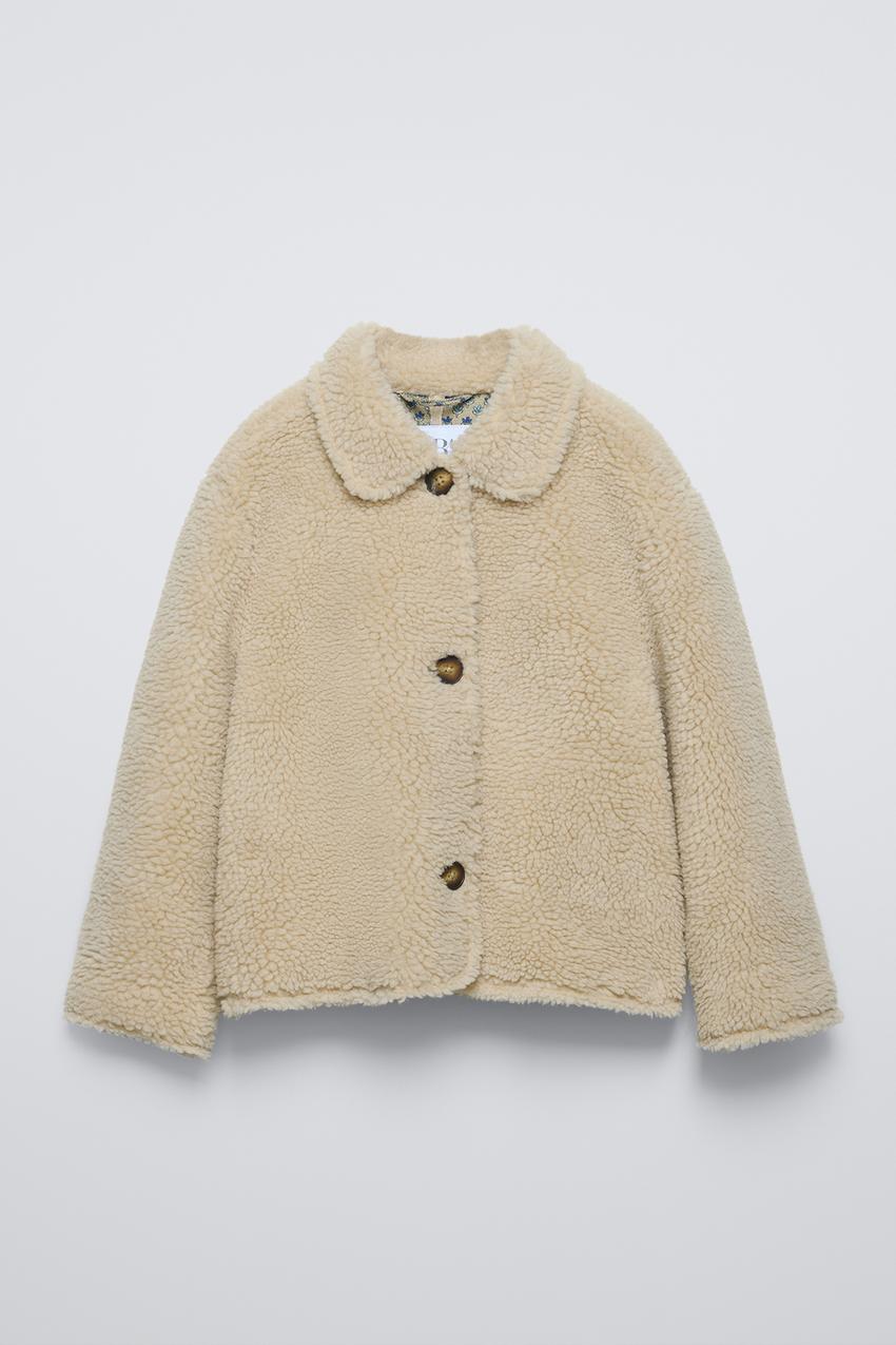 ダブルフェイス仕様ボア生地コート - ライトベージュ | ZARA Japan / 日本