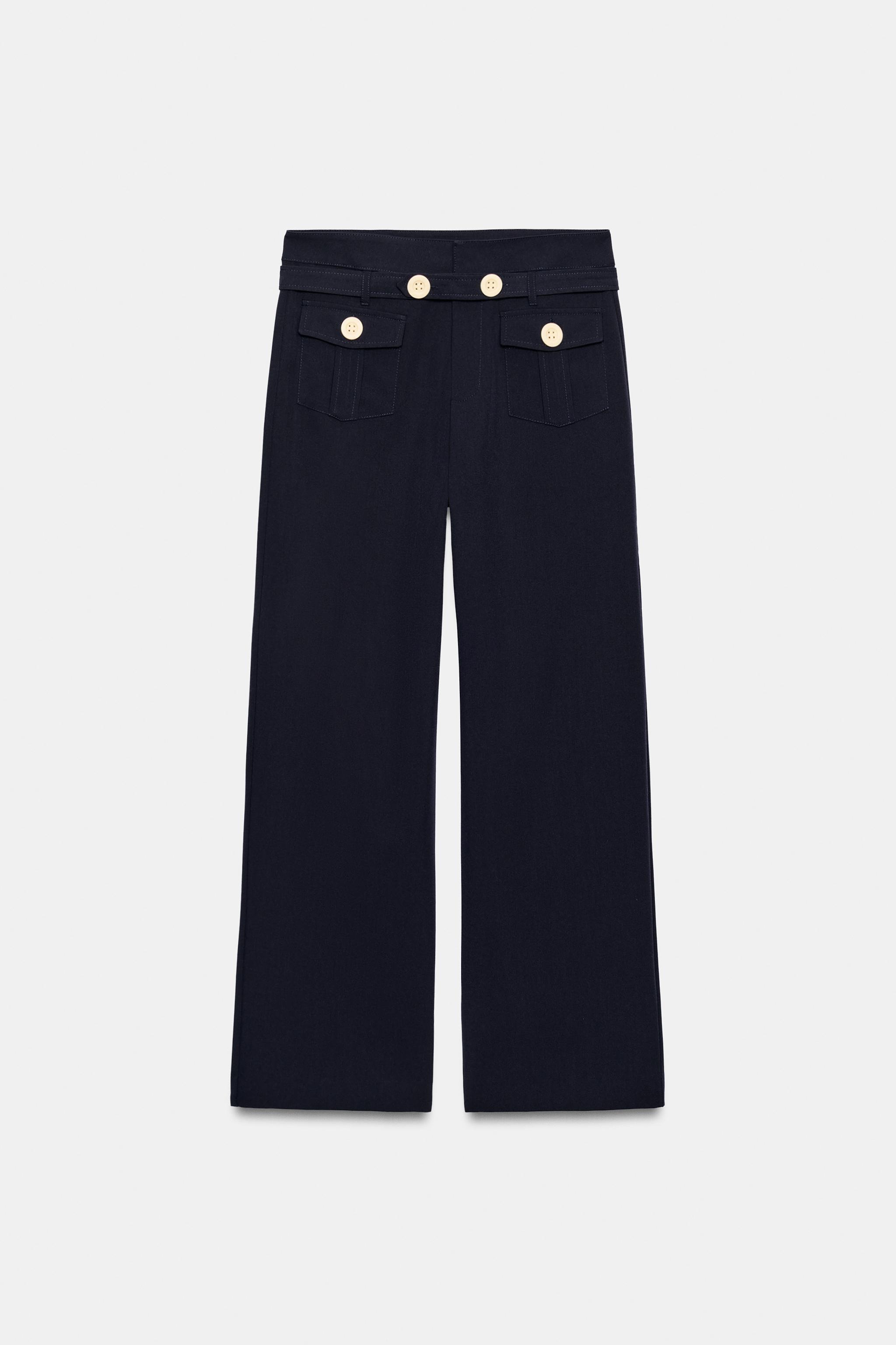Женские брюки Zara STRAIGHT-LEG TROUSERS WITH CONTRAST BUTTONS — фото 8