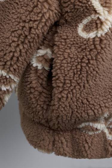 FAUX SHEARLING JACKET WITH BOWS - Brown by Zara - Image 6