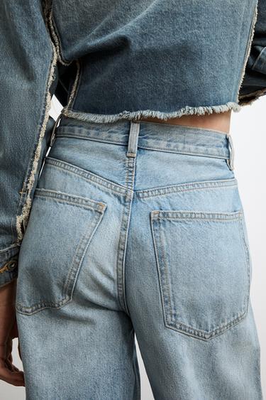 Zara TRF EXTRA WIDE LEG HIGH-WAIST JEANS - Pastel blue