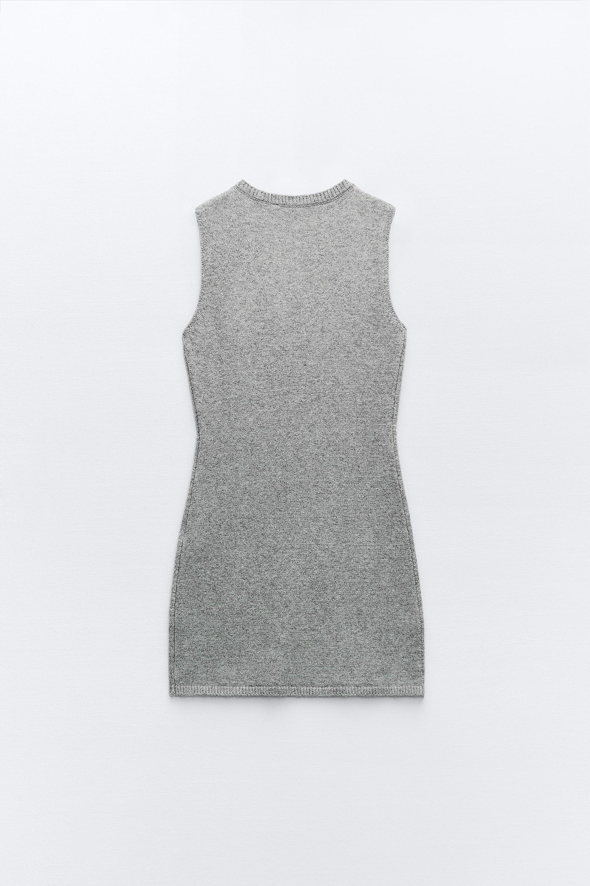 KNIT MINI DRESS - Mid-gray