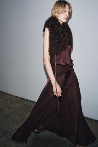 LONG COMBINED DRESS - Burgundy by Zara