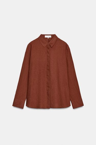 CAMISA LINO 100% ZW COLLECTION - Terracota de Zara