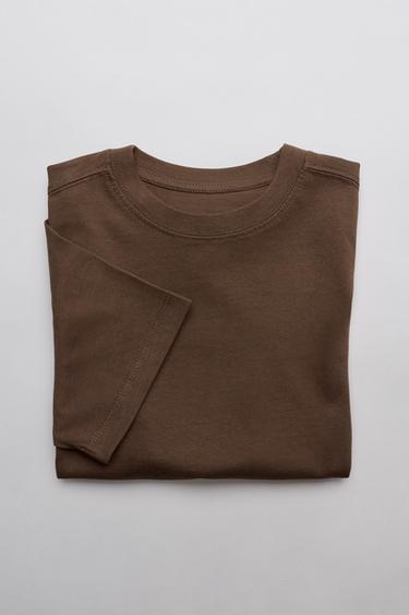 T-SHIRT UNI MEDIUM WEIGHT - Marron de Zara