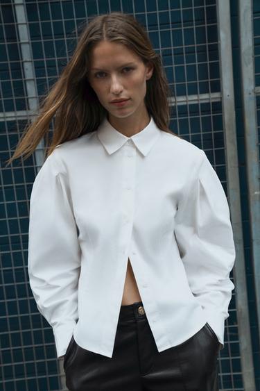 PLEATED SLEEVE SHIRT - Oyster-white by Zara - Image 0