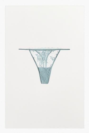 TANGA ENCAJE - Azul claro de Zara